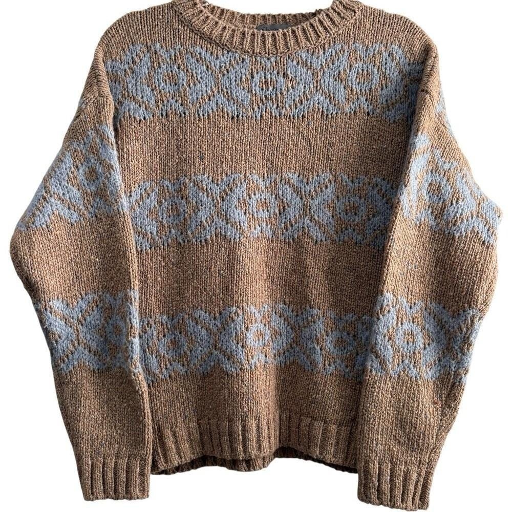 Elsamanda Italy NWT VTG Wool Mohair Blend Chunky Sweater Fair Isle Nordic Knit L
